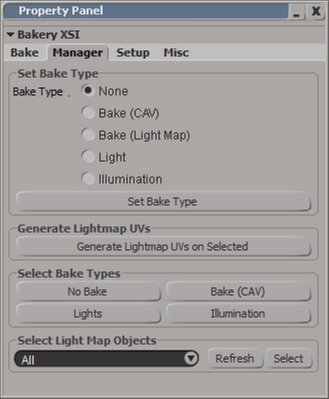 Softimage Bakery manager tab Softimage Bakery manager tab